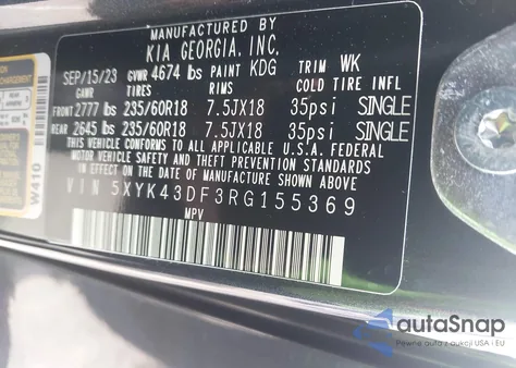 2024 Kia Sportage Sx из США, поврежденный, VIN 5XYK43DF3RG155369